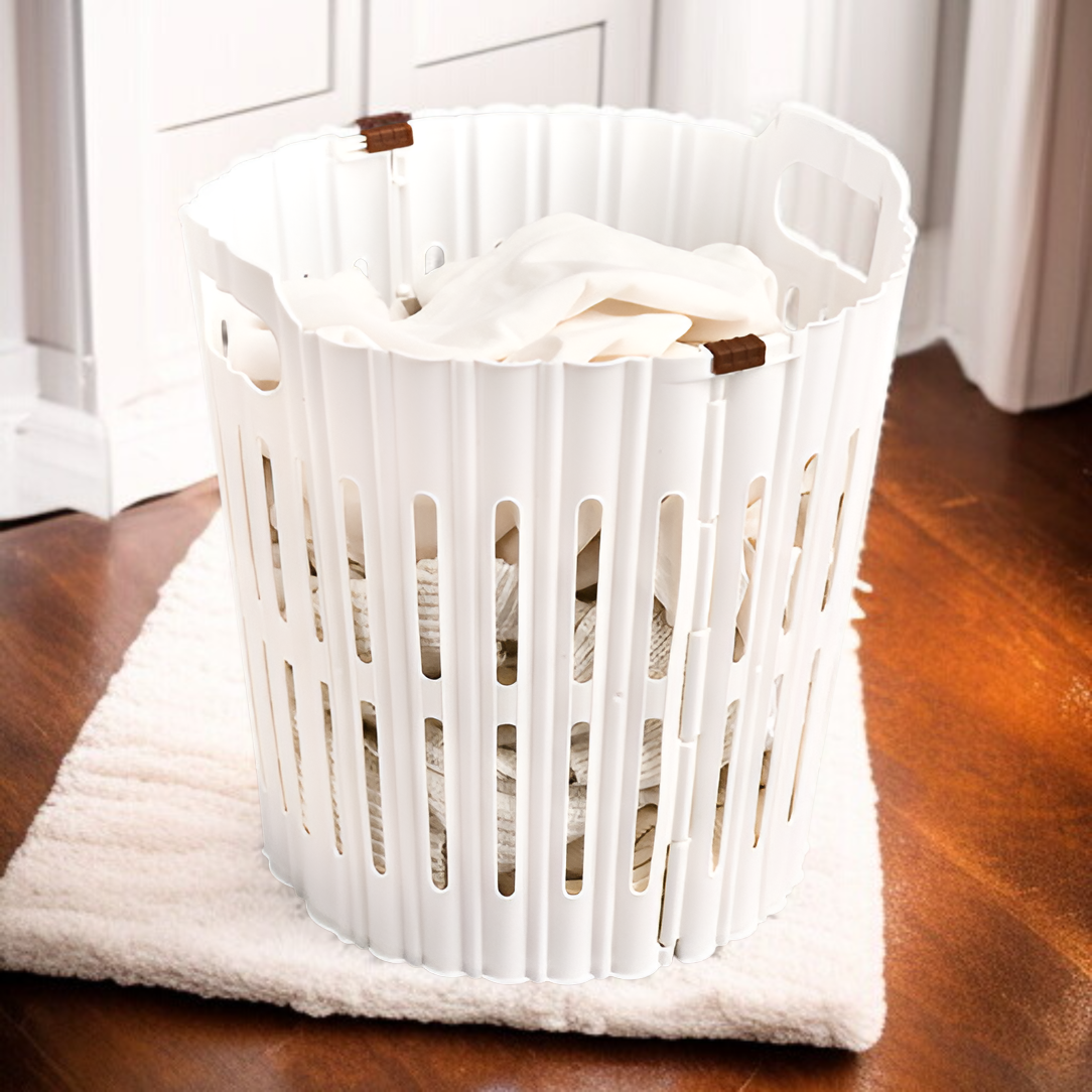 中空デザインが特徴の洗濯物収納バスケット