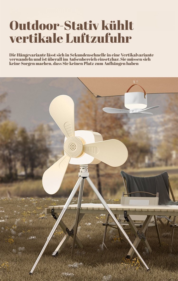 USB wiederaufladbarer Camping-Ventilator mit multifunktionalem Design