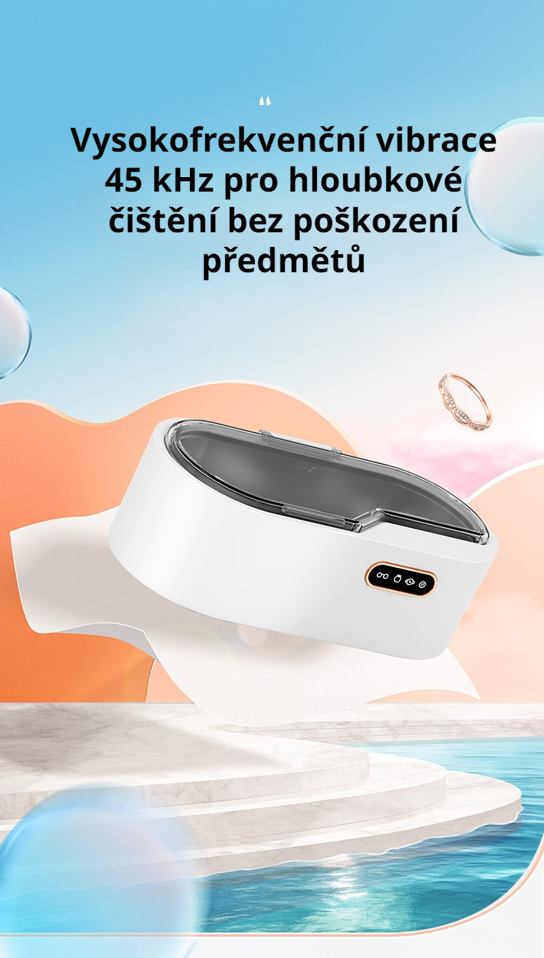 Detailní pohled na ultrazvukovou čisticí krabičku