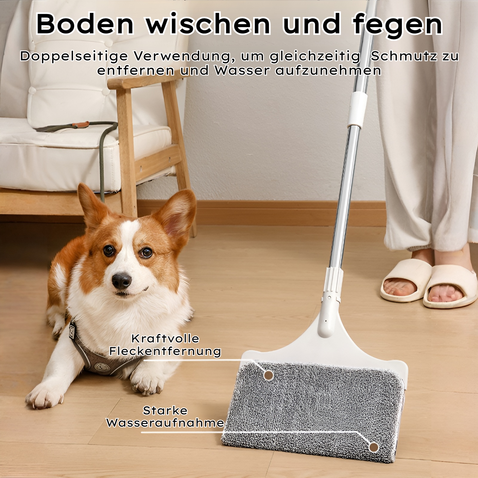 Lazy Mop Teleskop-Zwei-in-Eins-Mopp Haushaltsglasreinigung Fensterreinigungsbürste Deckenmopp Doppel