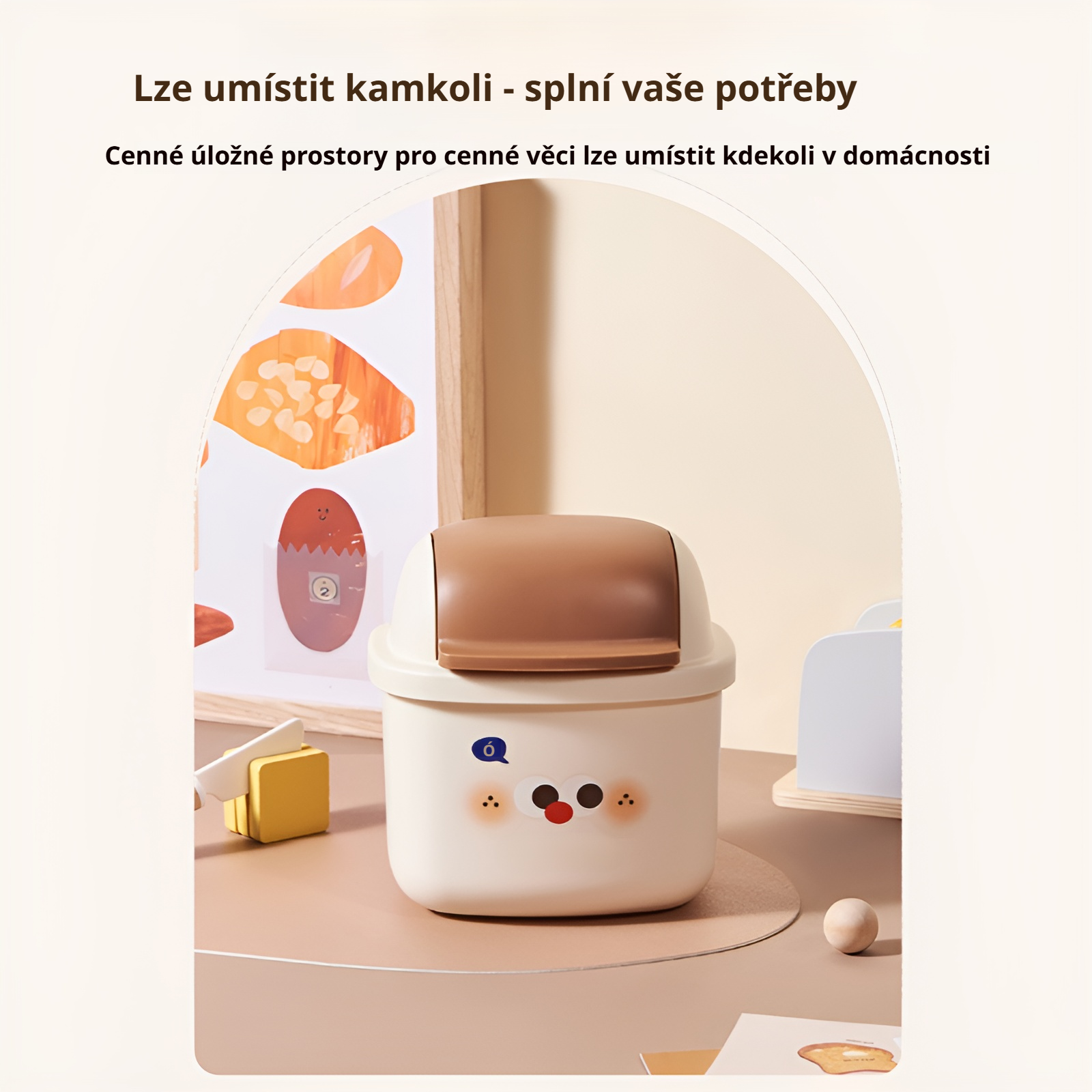 Roztomilý stolní koš na odpadky