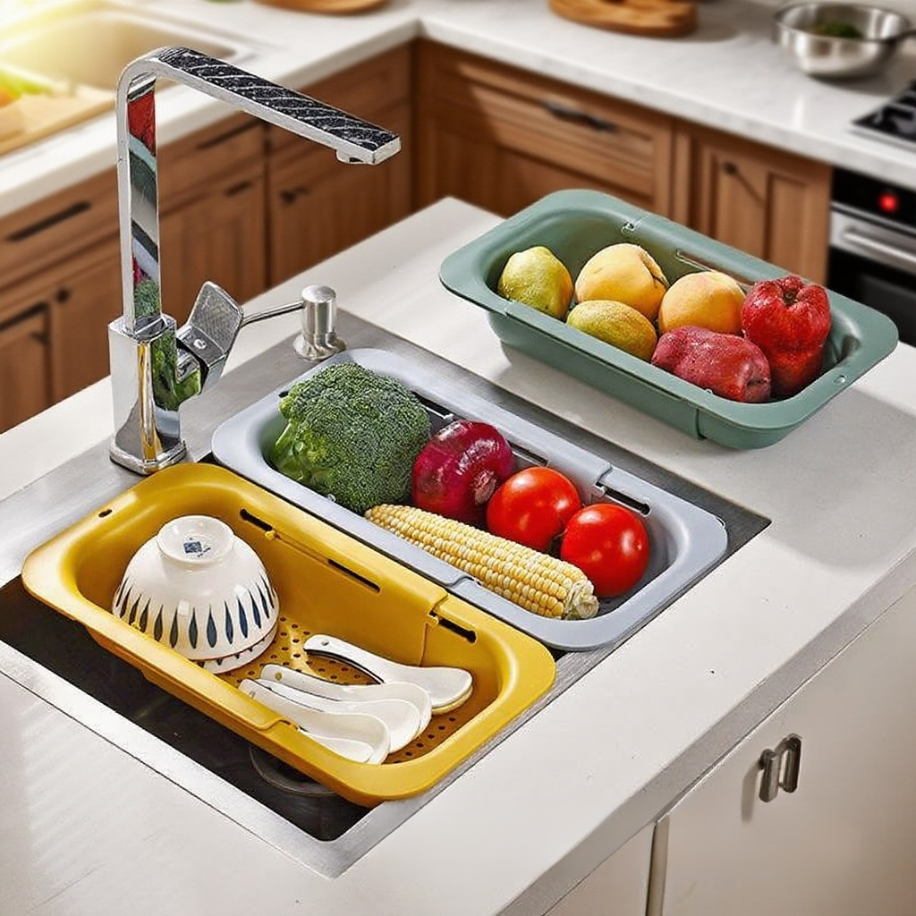 이중 신축 주방 세숫대야 물바구니