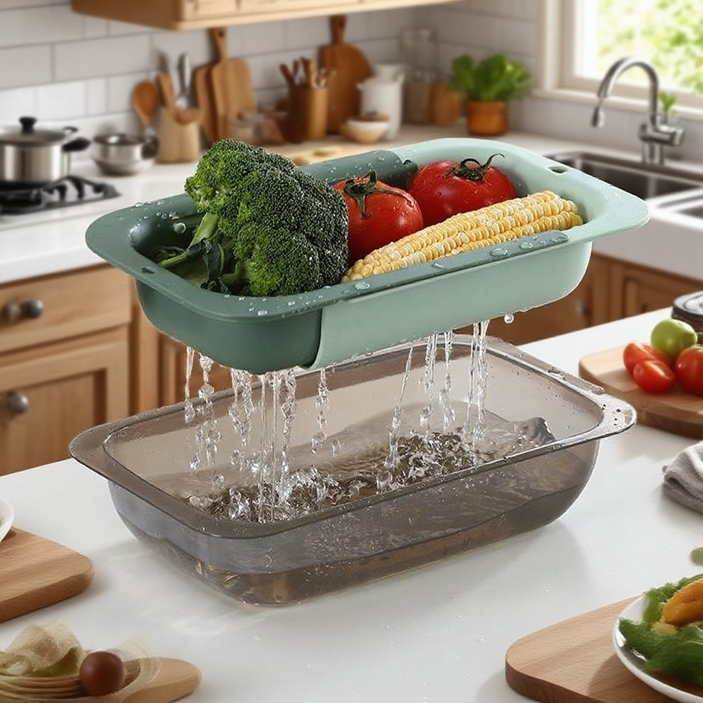 이중 신축 주방 세숫대야 물바구니