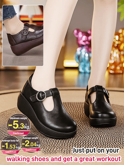 Magic Tape Thick-Soled Genuine Leather Rocking Shoes