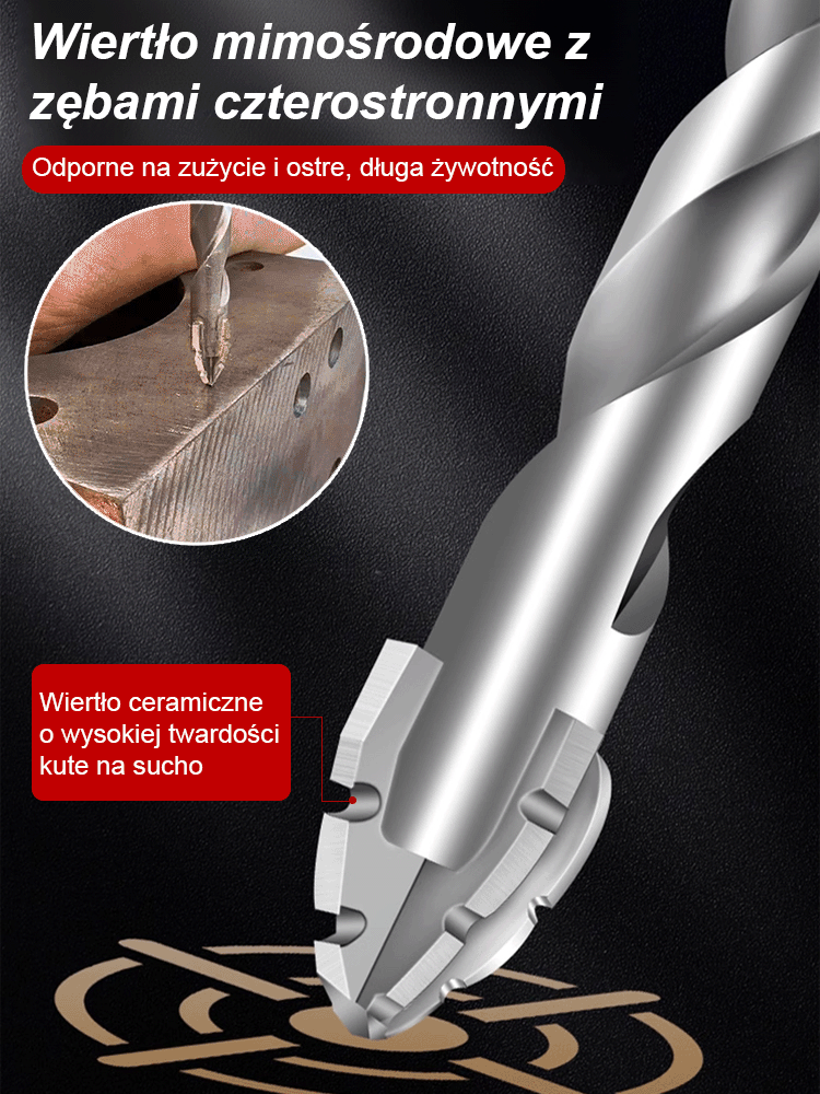 Czterokrawędziowe ząbkowane wiertło ceramiczne