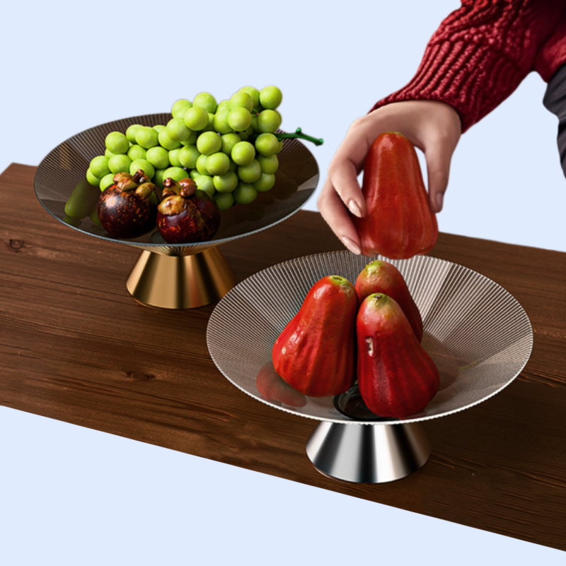 모던 스트라이프 배수 높은 과일 접시