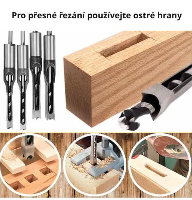 Čtvercový vrták na dřevo detailní pohled