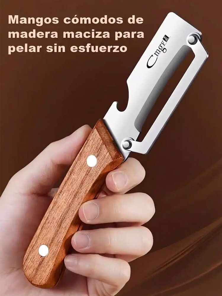 Pelador multifuncional de acero inoxidable grande