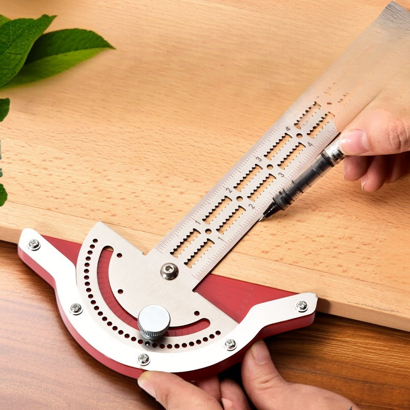 Multifunktionales Holzarbeits-Winkelmaß Zoll-Metrisches Kantenlineal Messwerkzeug