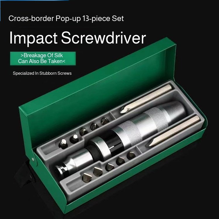 Impact screwdriver set with chrome vanadium steel forging