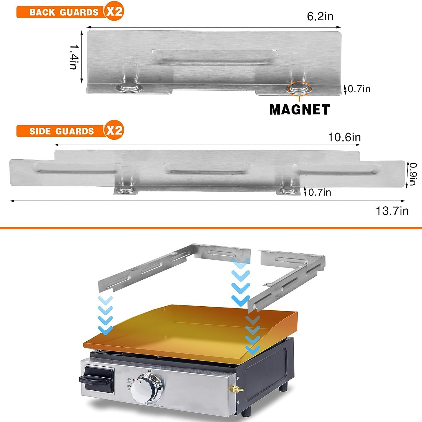 36" Wind Guard For Blackstone Griddle Wind Screen Blackstone Griddle Accessories