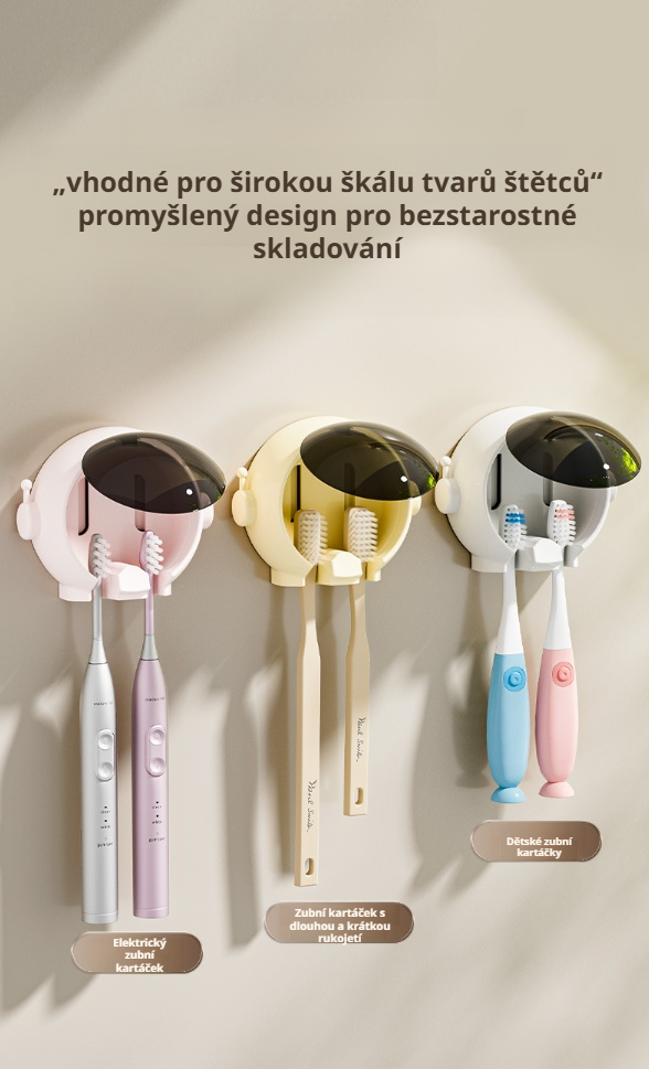 Praktický držák na zubní kartáčky ve tvaru astronauta