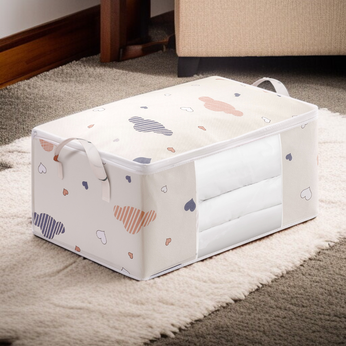 クラウドキルトバッグ キルト収納バッグ 大容量 衣類梱包バッグ 整理バッグ 引越し梱包バッグ 防塵