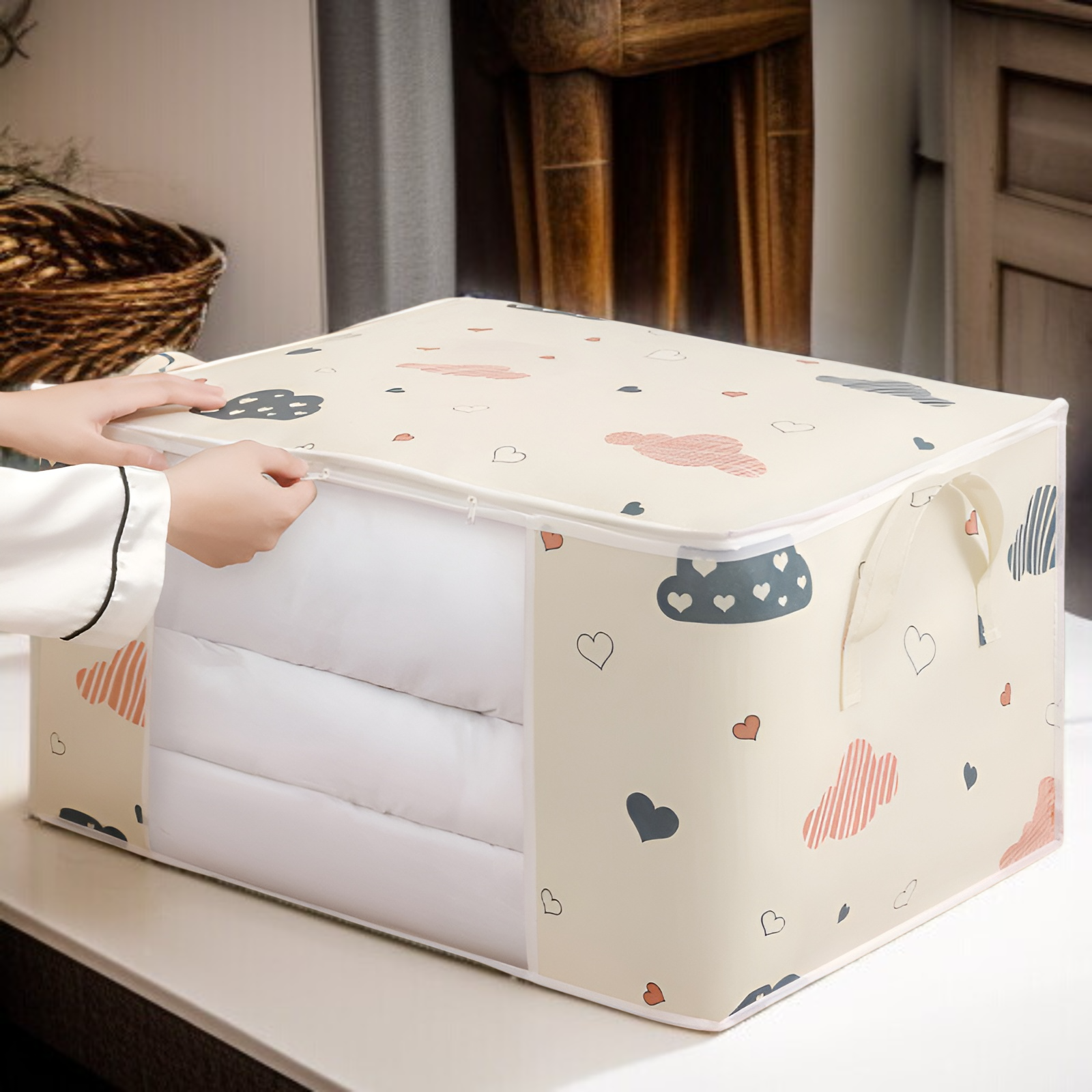 クラウドキルトバッグ キルト収納バッグ 大容量 衣類梱包バッグ 整理バッグ 引越し梱包バッグ 防塵