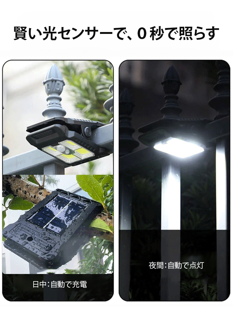 【365日電気代0円】クリップ式ソーラーセンサーライト