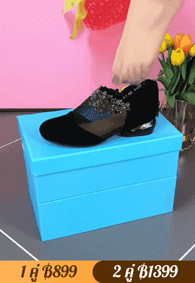 รองเท้าหัวกลมส้นหนาพื้นนุ่มแฟชั่น