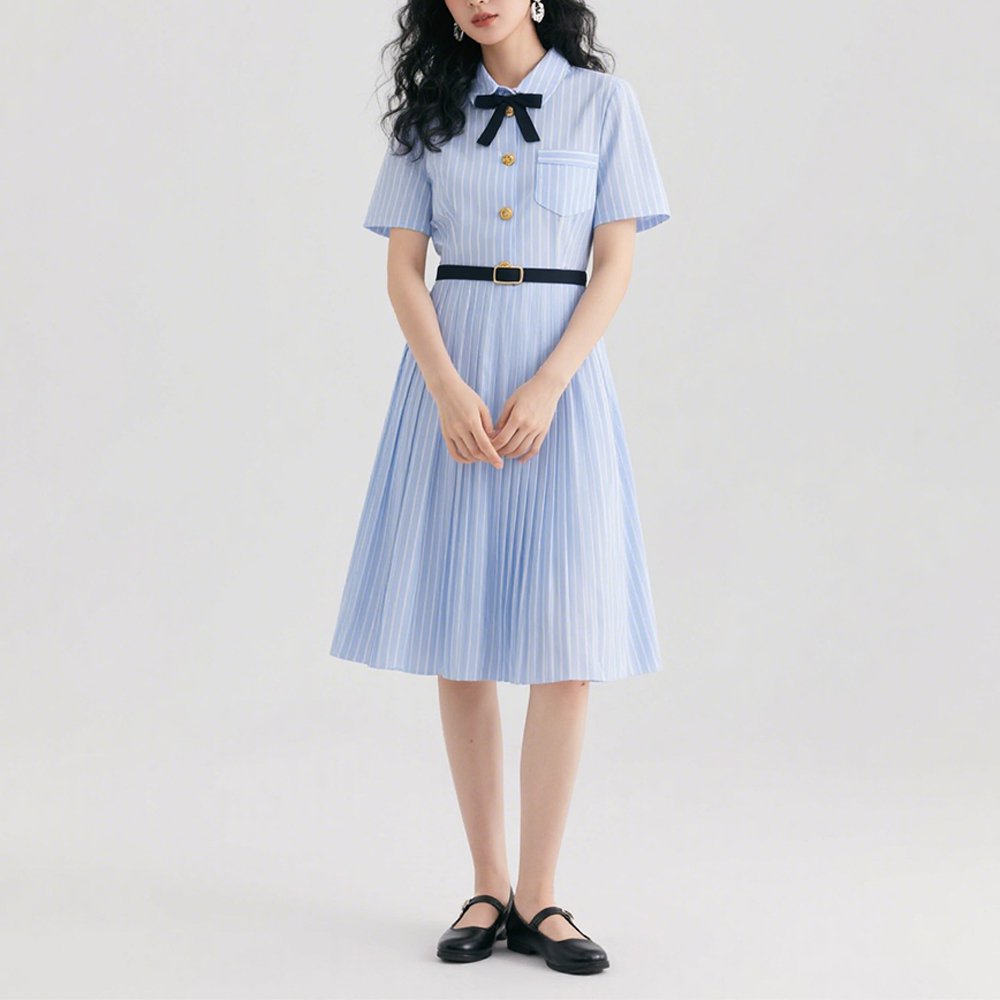 블루 셔츠 원피스