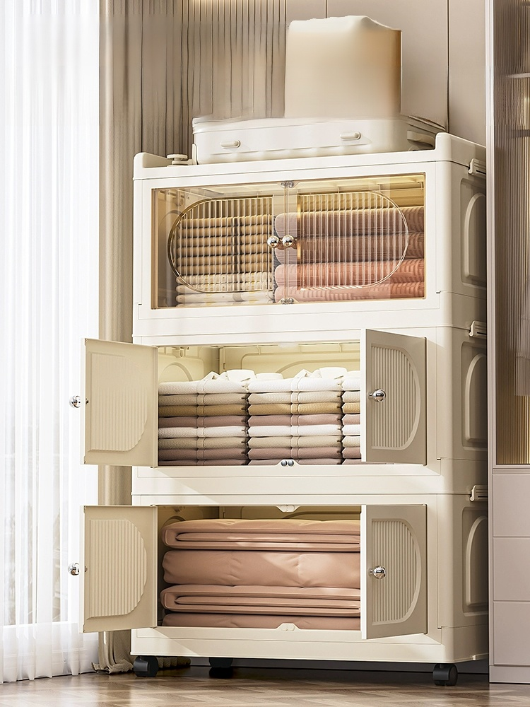 組み立て不要の折りたたみ式収納キャビネット