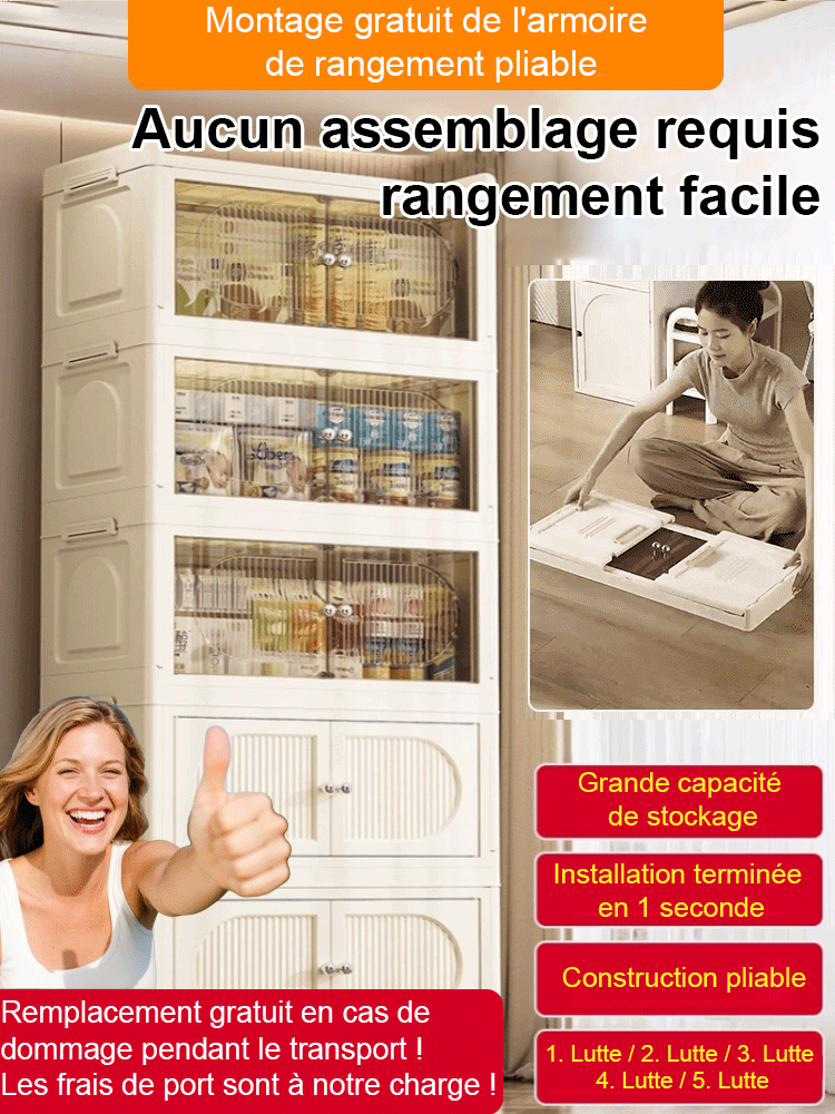 Armoire de rangement pliable sans installation