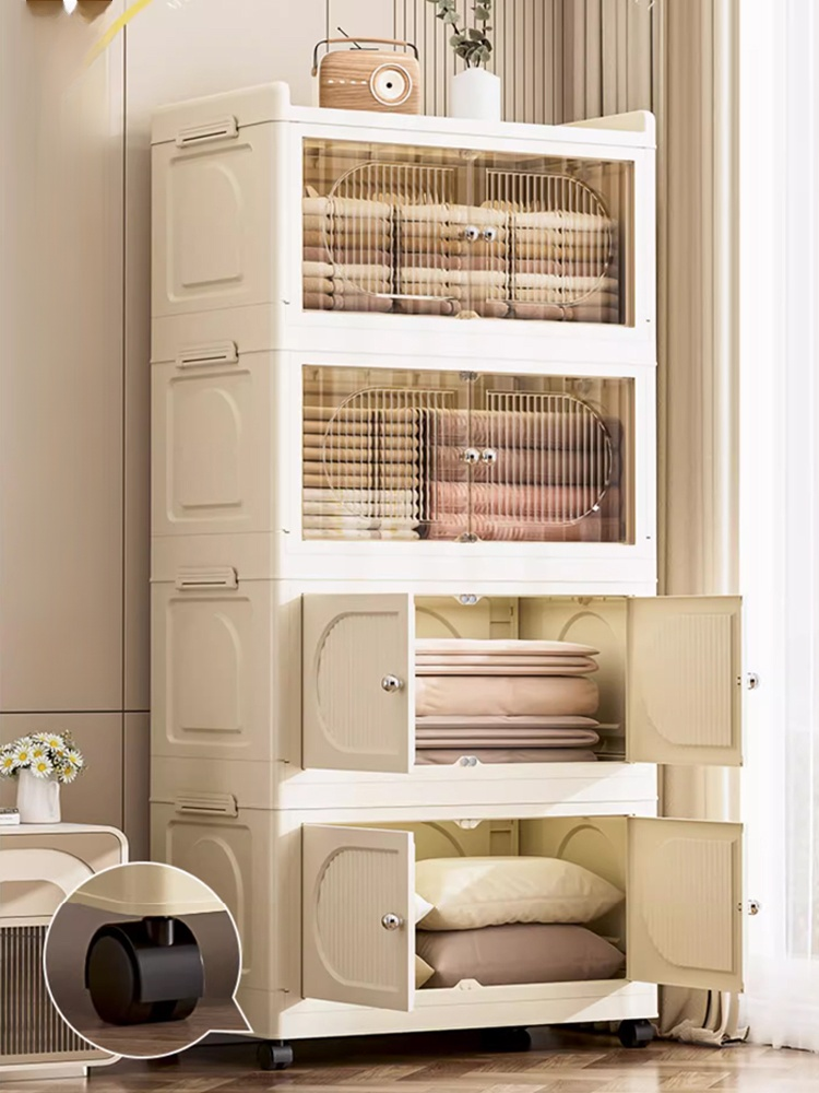 組み立て不要の折りたたみ式収納キャビネット