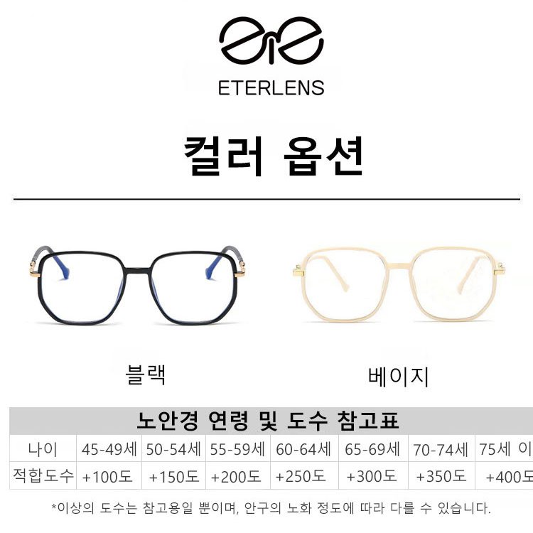 젊어 보이는 패션 글리터 블루라이트 차단 돋보기 안경