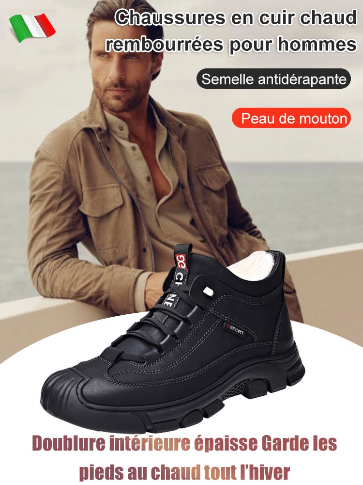Chaussures en cuir chaud rembourrées pour hommes
