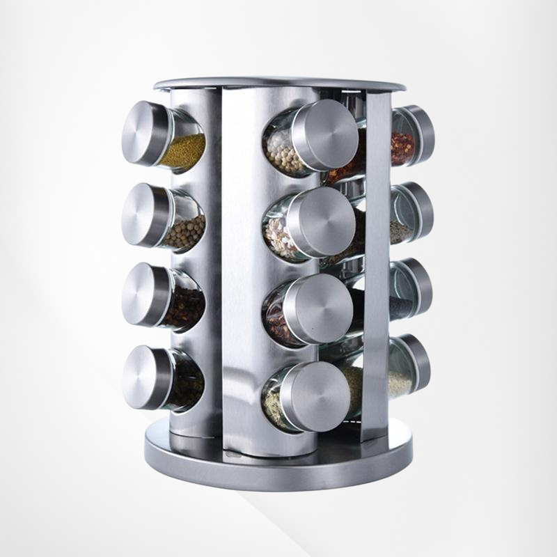 ステンレス多機能回転スパイスラック キッチン収納棚