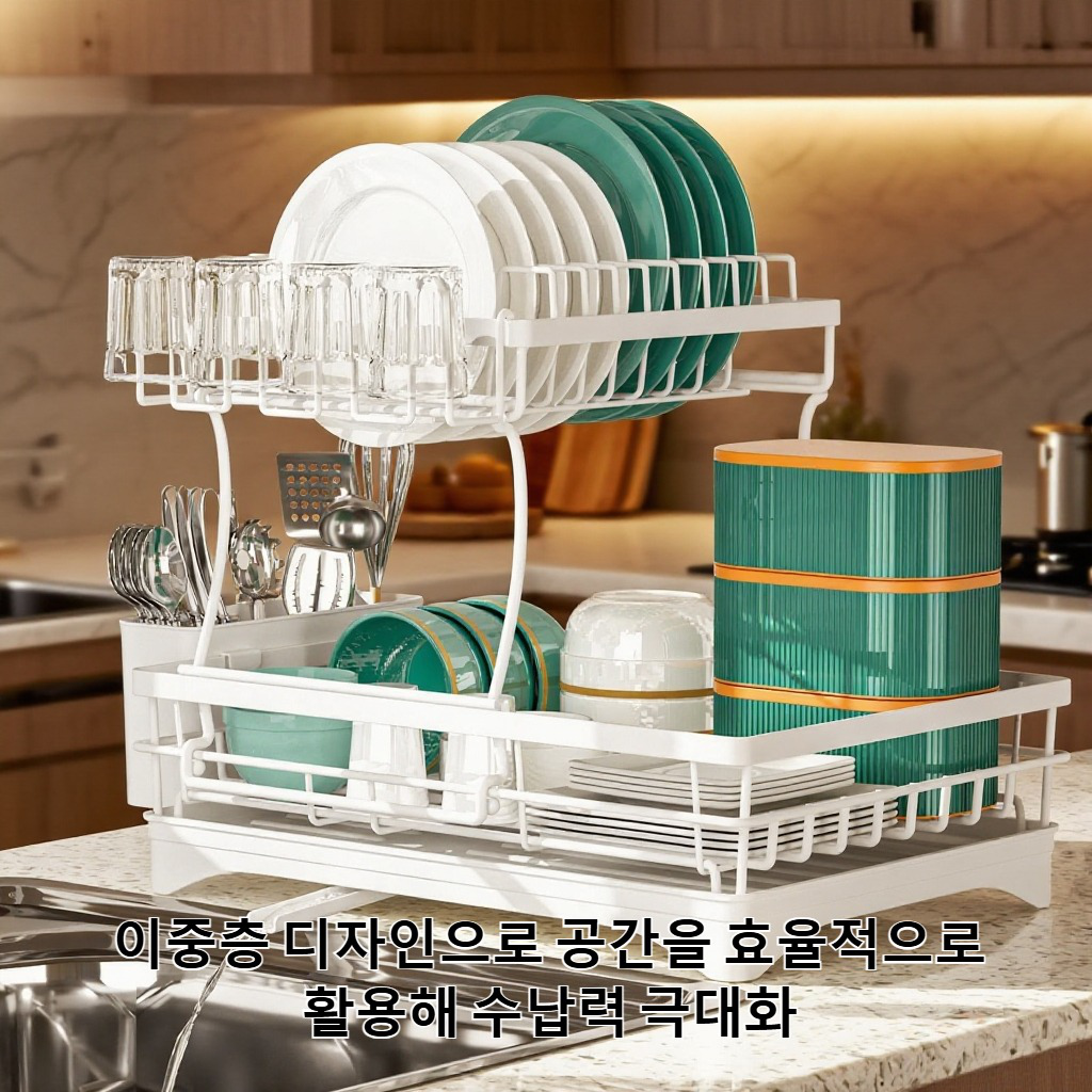 2단 주방 식기 배수대