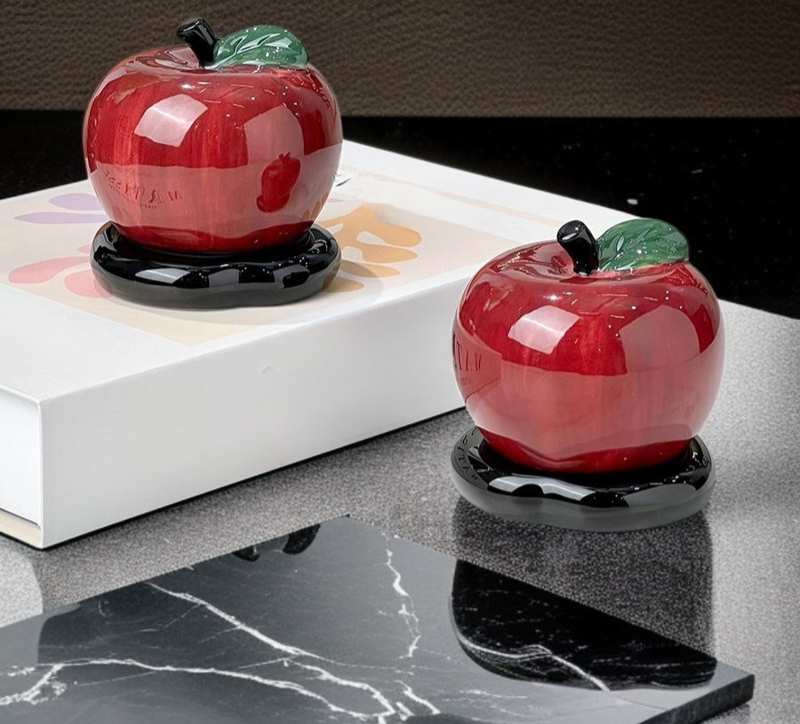 Ornamental apple ceramic toothpick holder