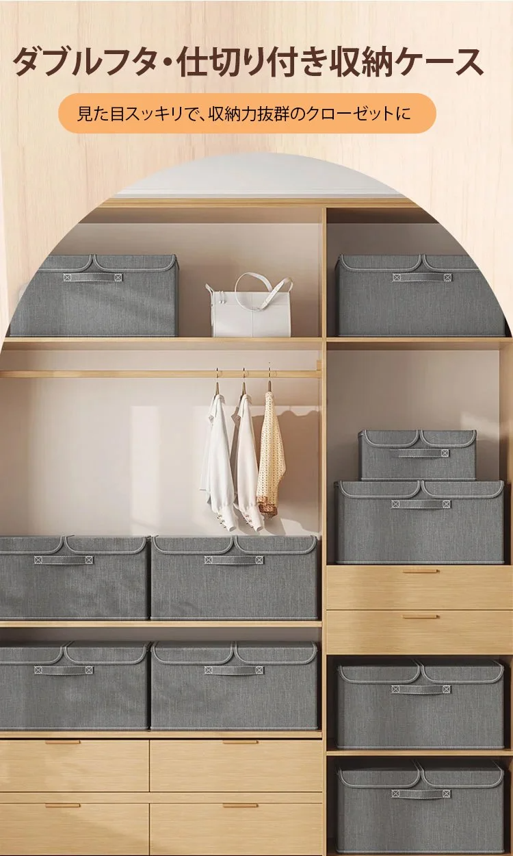 ダブルフタ・仕切り付き収納ケースの全体写真