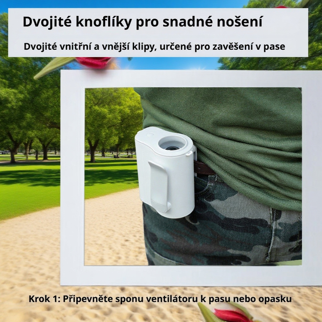  Turbo opaskový ventilátor na nošení venku, přenosný a malý