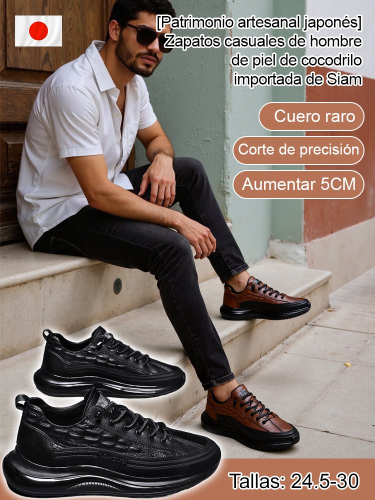 [Patrimonio artesanal japonés] Zapatos casuales de hombre de piel de cocodrilo importada de Siam