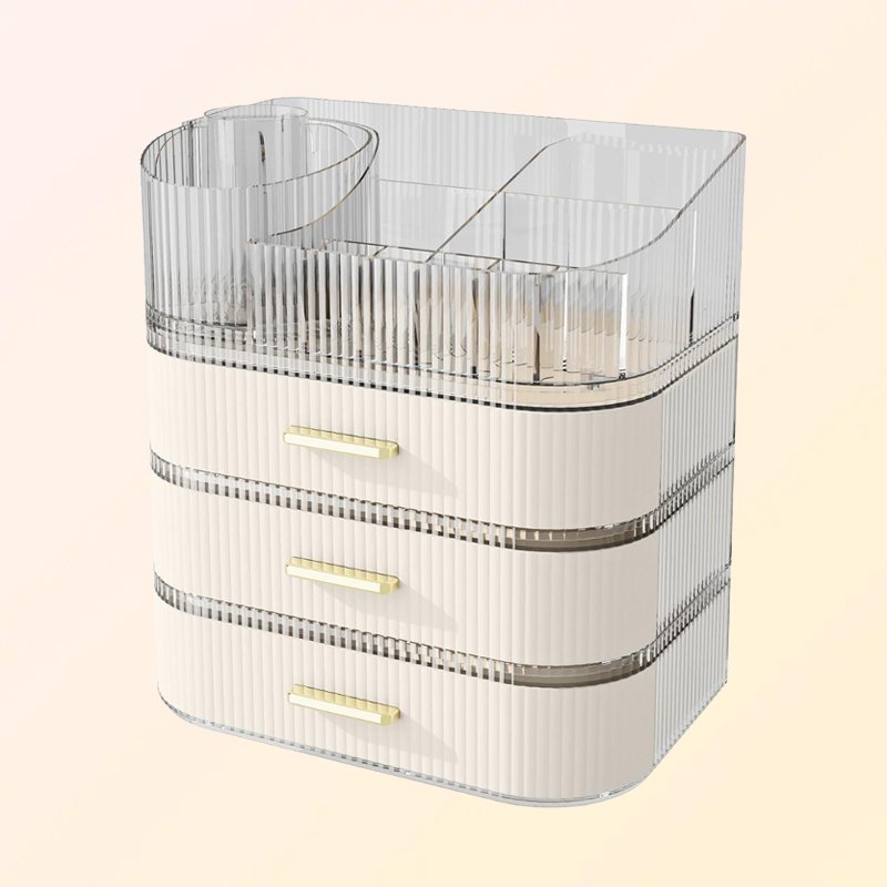 데스크탑 수납 조명 고급 회전식 다층 화장대