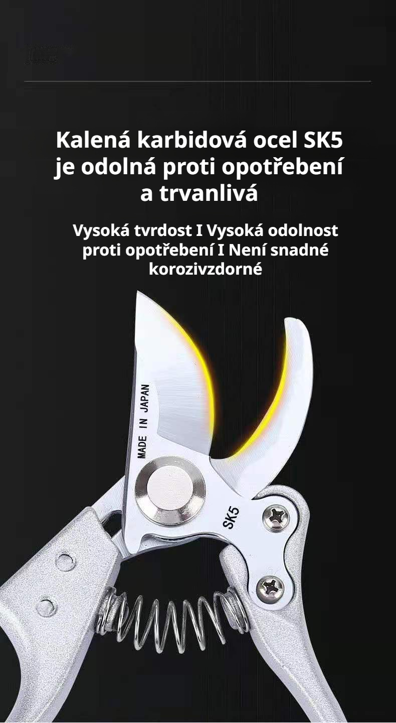 Detail ostrých čepelí zahradnických nůžek