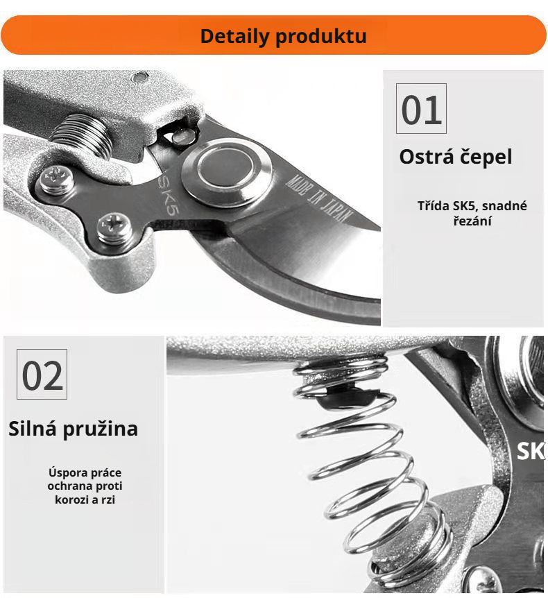 Ergonomická rukojeť nůžek na zahradní rostliny