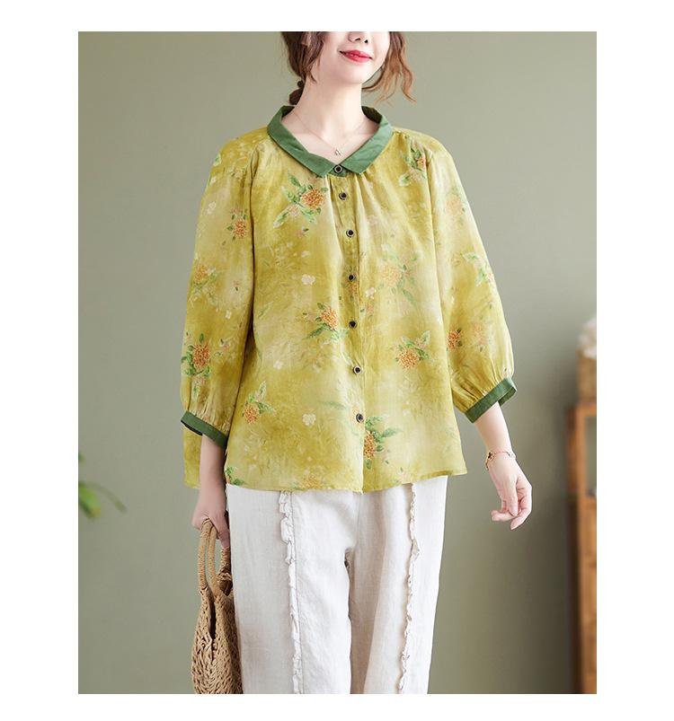 여름에 시원한 칠부 소매 여성 셔츠