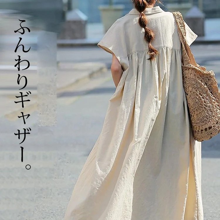 여름 풀오버 반팔면과 린넨 여성의 느슨한 옷깃 패션 캐주얼 셔츠 드레스