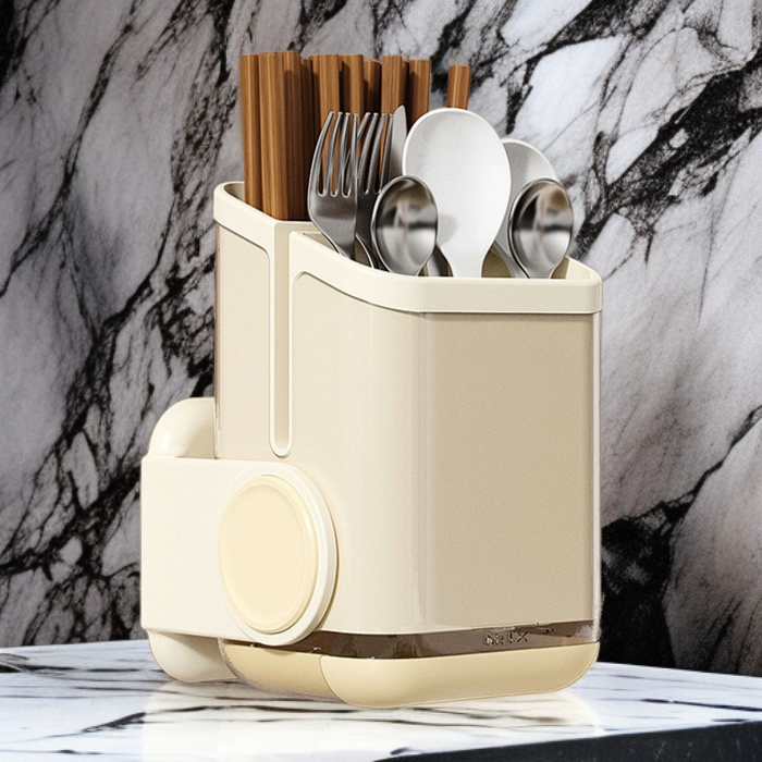 펀치 없이 설치 가능한 벽걸이 젓가락 수납함