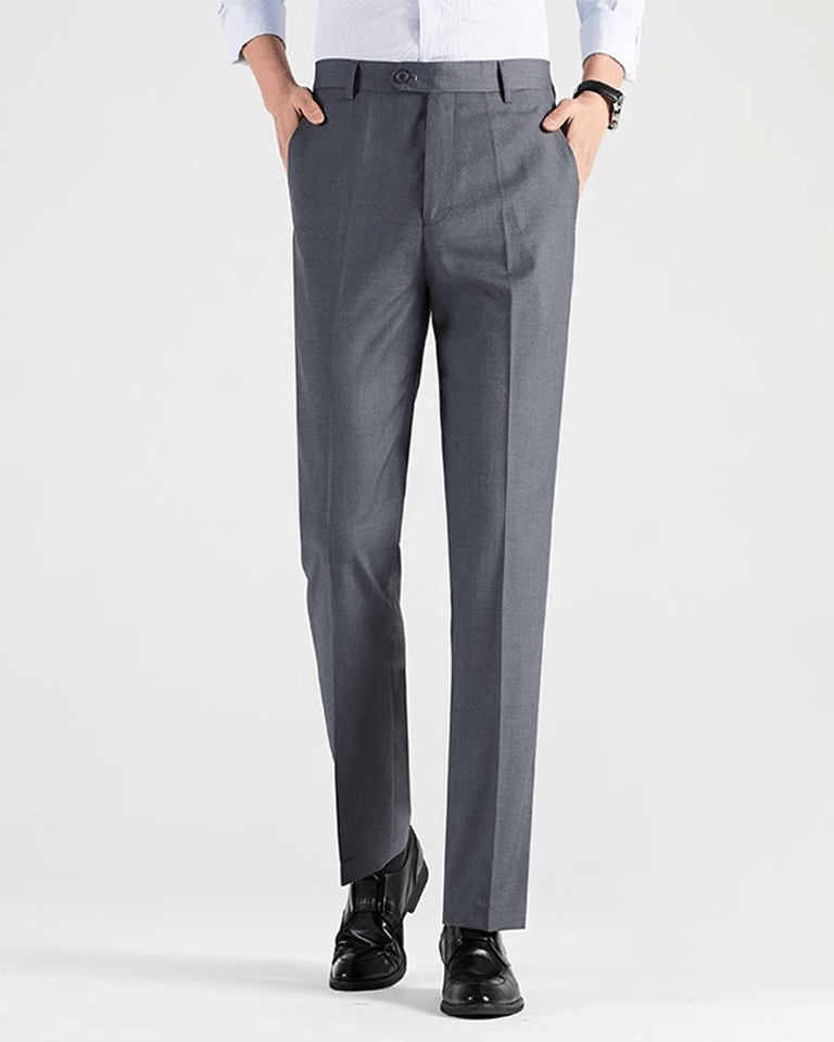 【텍스처 오피스 팬츠】 남성용 베이직 스트레이트 캐주얼 팬츠