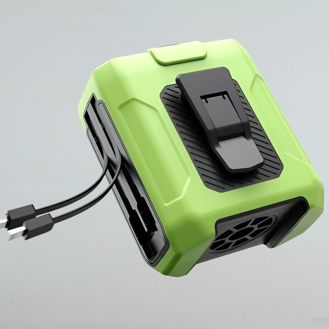 2025年新型屋外用強力高速腰掛けファン、デジタルディスプレイ、内蔵ワイヤー、充電宝物、懐中電灯、滑り止め、落下防止機能付き