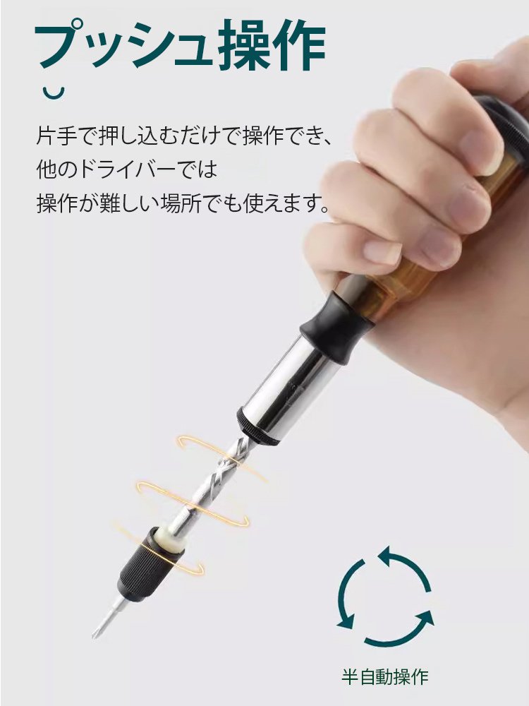 【簡単にネジを締める】プッシュ式ドライバー