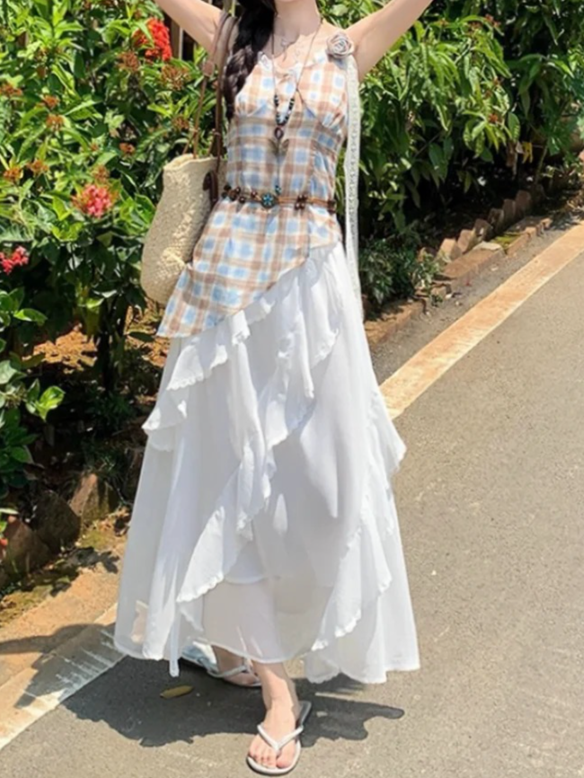 패션 서스펜더 드레스