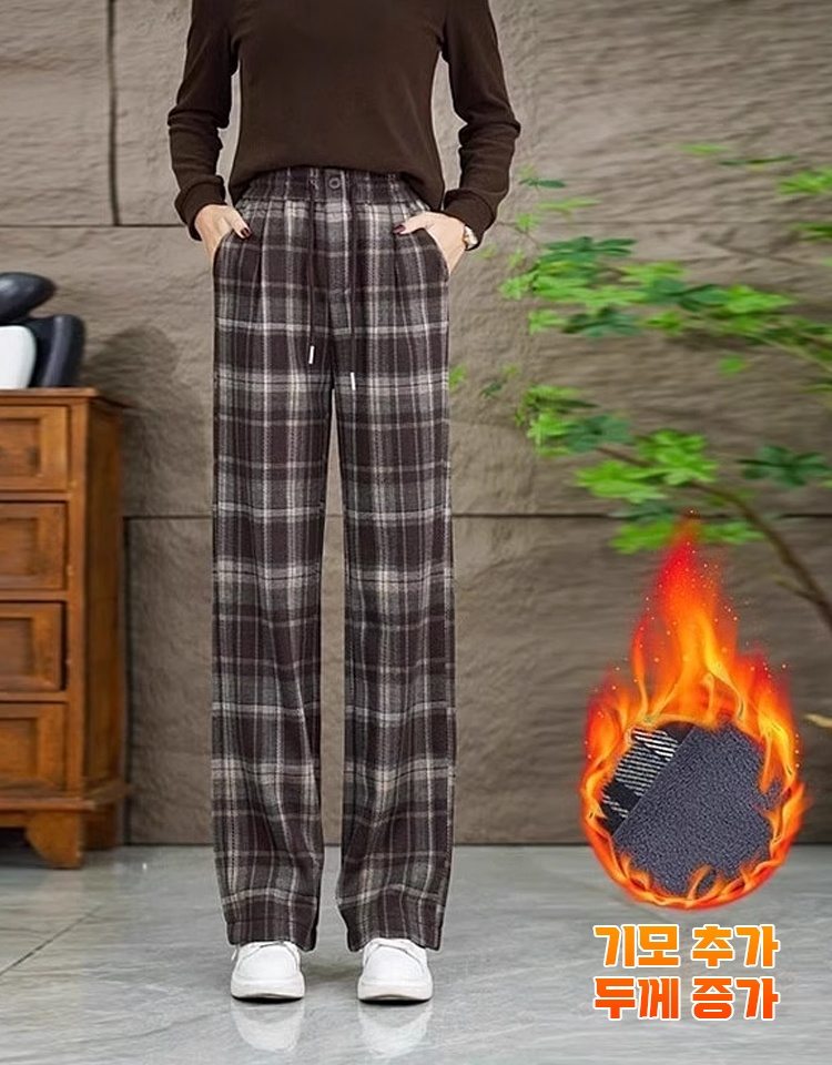 【10kg 날씬해 보인다】기모 추가 슬림핏 여성 바지