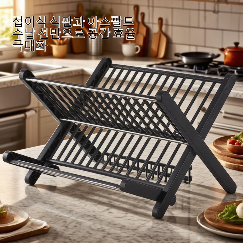 주방에서 접을 수 있는 식판 아스팔트 수납 선반