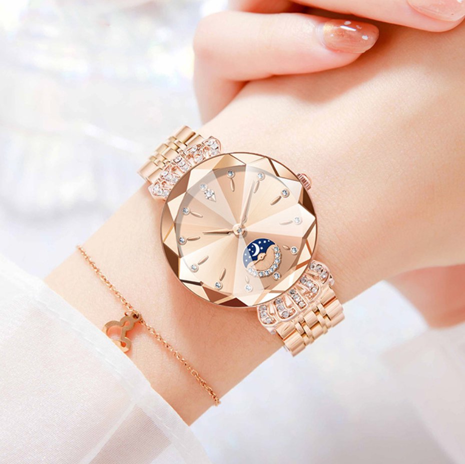 Diamantbesetzte Damenuhr Star and Moon