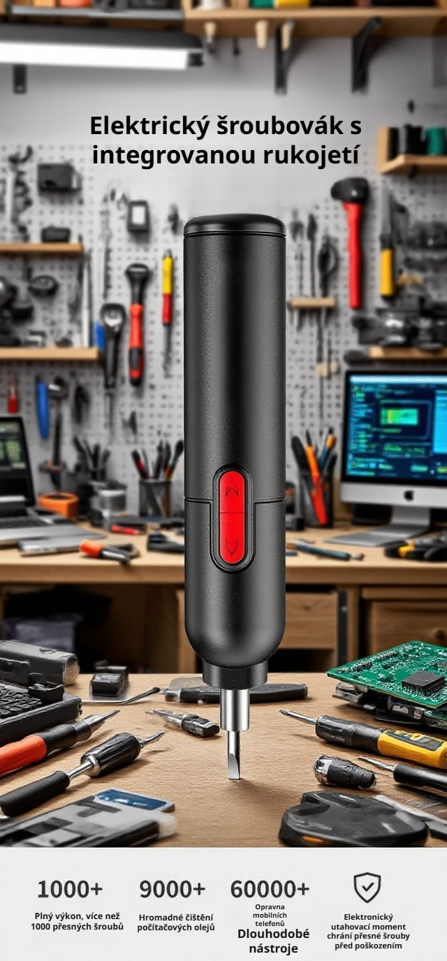 Mini elektrický šroubovák s dobíjecí baterií v domácím použití