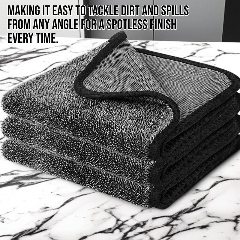 Double sided absorbent edge wrapped cleaning towel