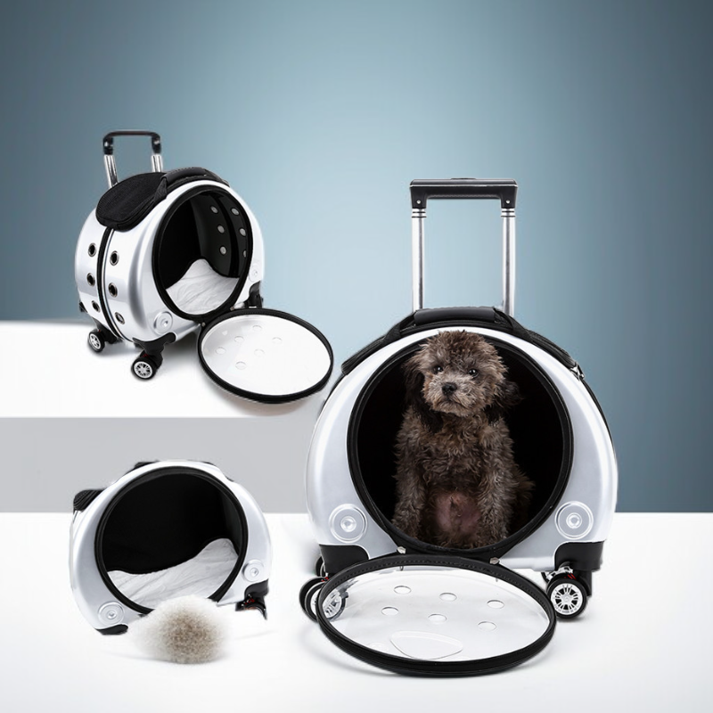 多目的透明ペットトロリーケース ショルダーポータブル小型スペースカプセル大容量お出かけバッグ ペット犬猫バッグ2透明ケース