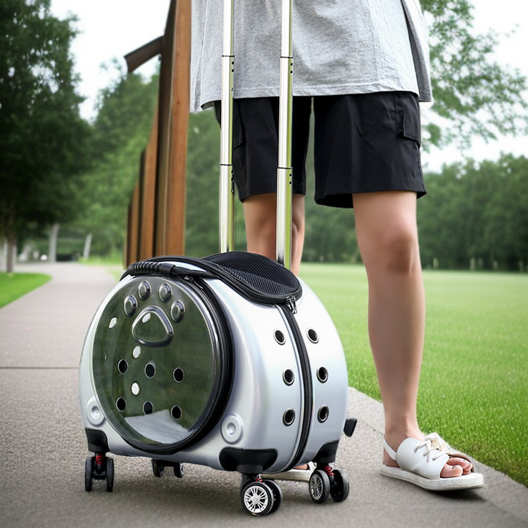 多目的透明ペットトロリーケース ショルダーポータブル小型スペースカプセル大容量お出かけバッグ ペット犬猫バッグ2透明ケース