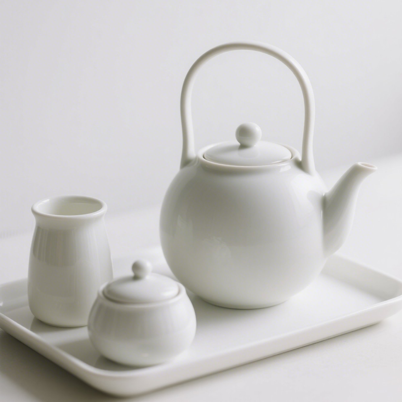 極簡白色陶瓷茶壺